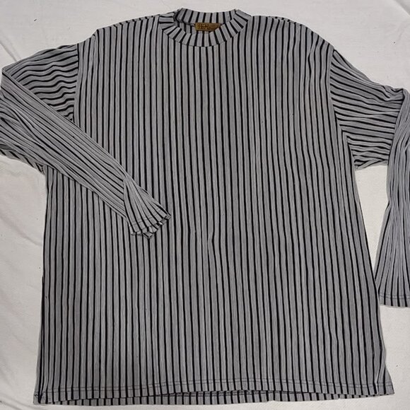 FUNKY FRANKY GRAY AND BLACK VERTICAL STRIPES LONG TUNIC RARE VINTAGE SIZE 3X - Picture 1 of 8